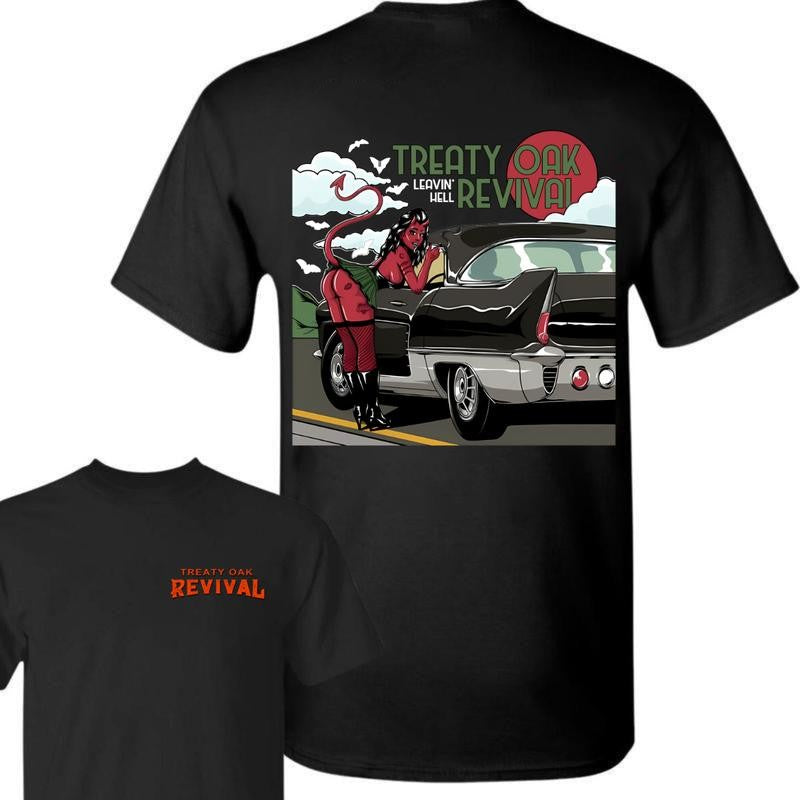 Leaving Hell T-Shirt/Hoodie - Treaty Oak Revival 2 Sided Unisex T-Shirt/Hoodie, Vintage for Men and Women, Unisex Vintage Crewneck Tee - Casual