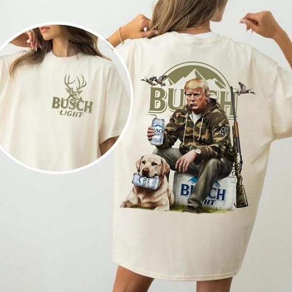 [Sale Up To 60%] Trum Hunting and Drinking Beer Hoodie/ T-Shirt/ Sweatshirt, Old School Camo, Maga 2024, Busch Light Hoodie, Gift For Him, For Fan