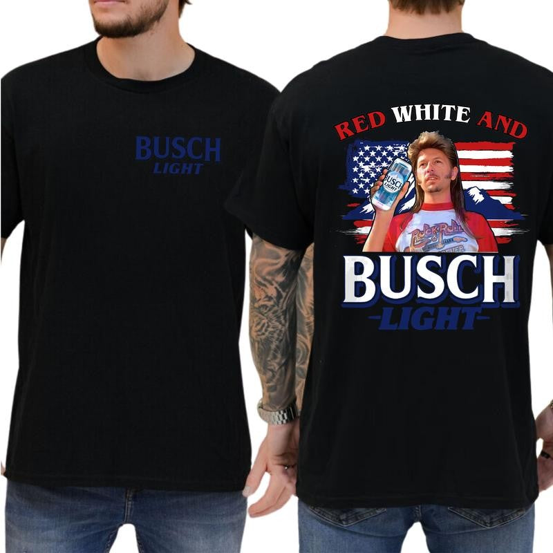 Casual, 2-sided BUSCH LIGHT 2 sides Joe Dirt Red White and Busch, Full Color, For Men ,Gift For men, Casual.