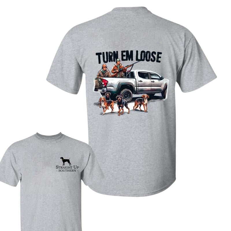 Turn em loose T-shirt- Summer Outfits, Regular Fit Short Sleeve Crew Neck T-Shirt for Men, Casual Comfy Knitting Top for Summer