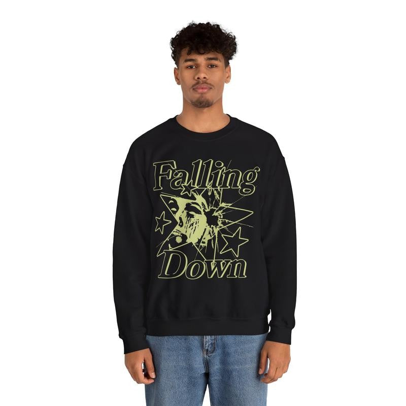 Falling Down Heavy Blendâ„¢ Sweater HipHop Styled Casual Streetwear 90s Vintage Retro Outerwear Classic Cotton Crewneck Sweatshirt