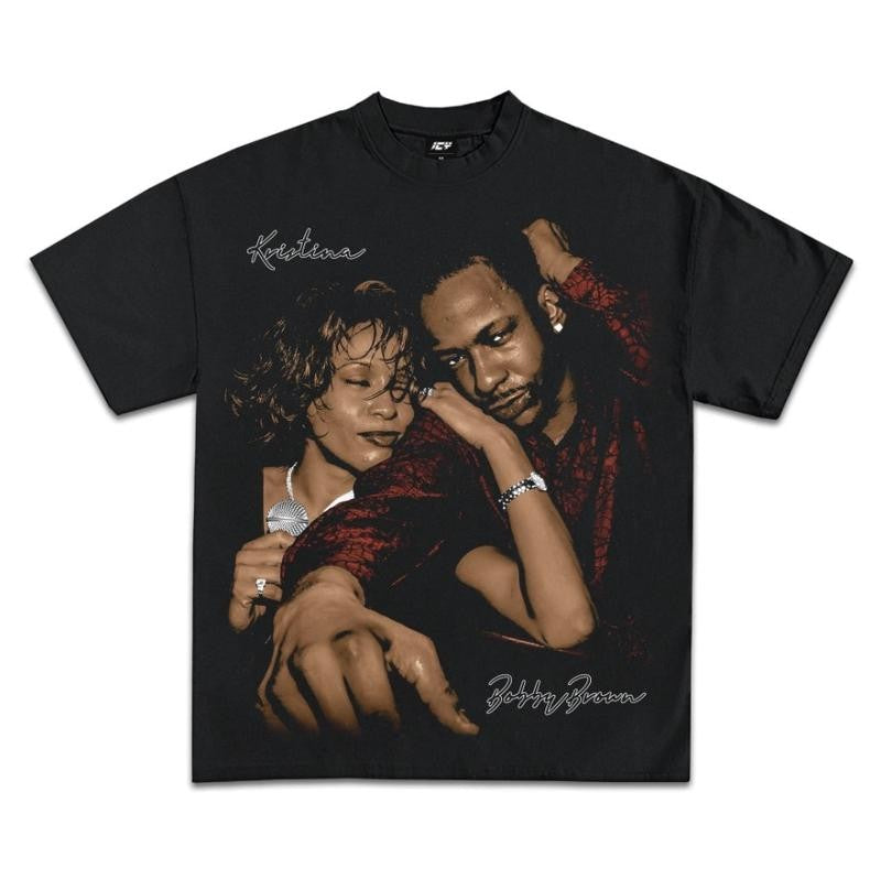 KRISTINA BOBBY BROWN GRAPHIC TEE SHIRT
