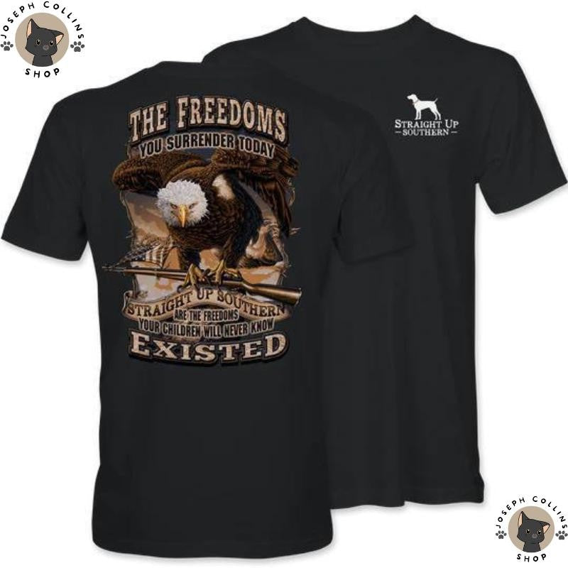 Freedom Eagle - Men's Short Sleeve T-Shirt - by Straight Up Southern - Summer Outfits, Regular Fit Short Sleeve Crew Neck T-Shirt for Men, Casual Comfy Knitting Top for Summer
