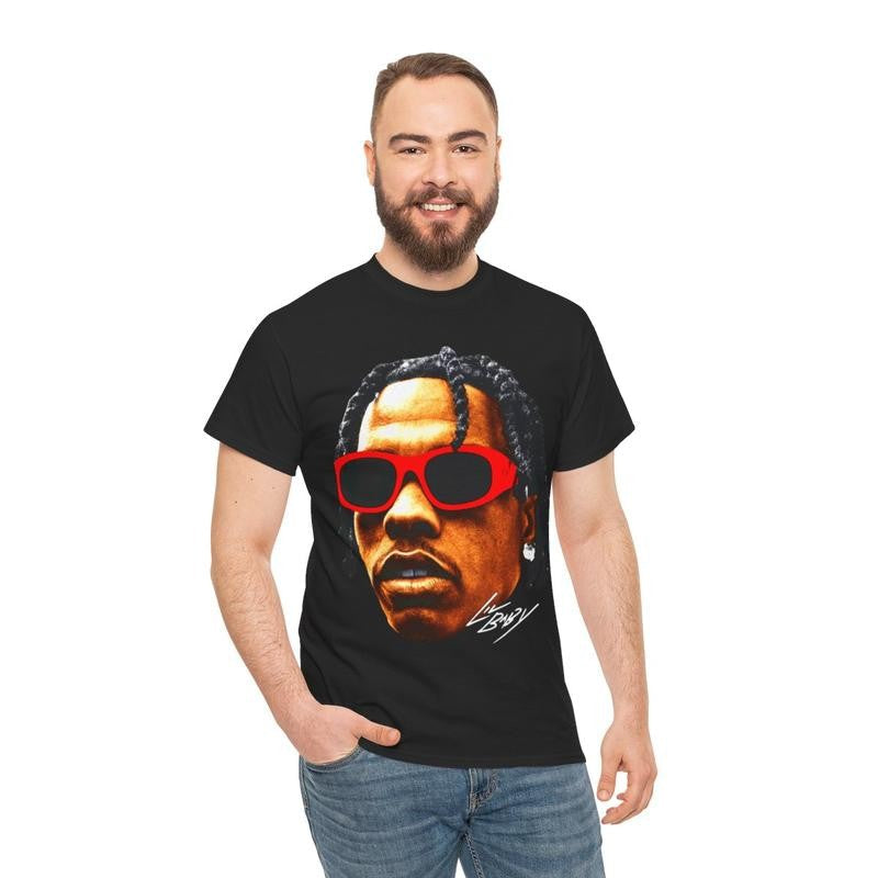 Lil Baby Vintage Rap Tee, Hip Hop Graphic Print T-Shirt, Merch T Shirt Lil Baby Oversized Casual Tee Shirt, 100% Heavy Cotton Shirt Classic Fabric Menswear Top Streetwear