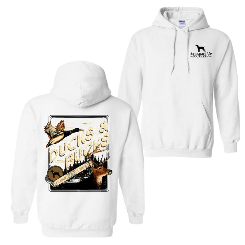 Ducks and Bucks - Mallard Duck and Whitetail Buck Hunting Hoodie - Youthful & Vibrant - Every Size Available