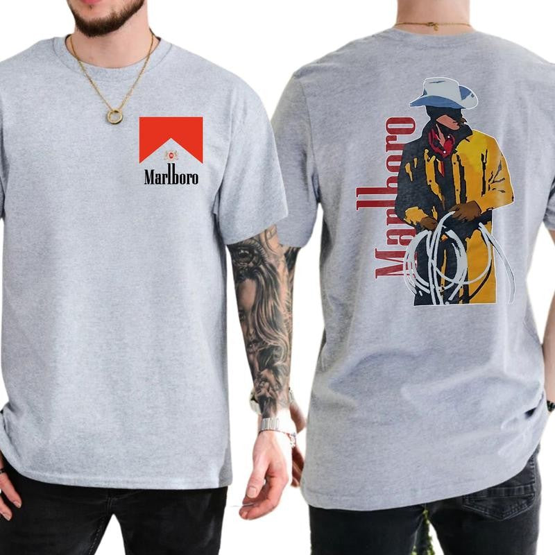 Casual, 2-sided Marlboro Man 2 Sided T-shirt, Full Color, For Men ,Gift For men, Casual.