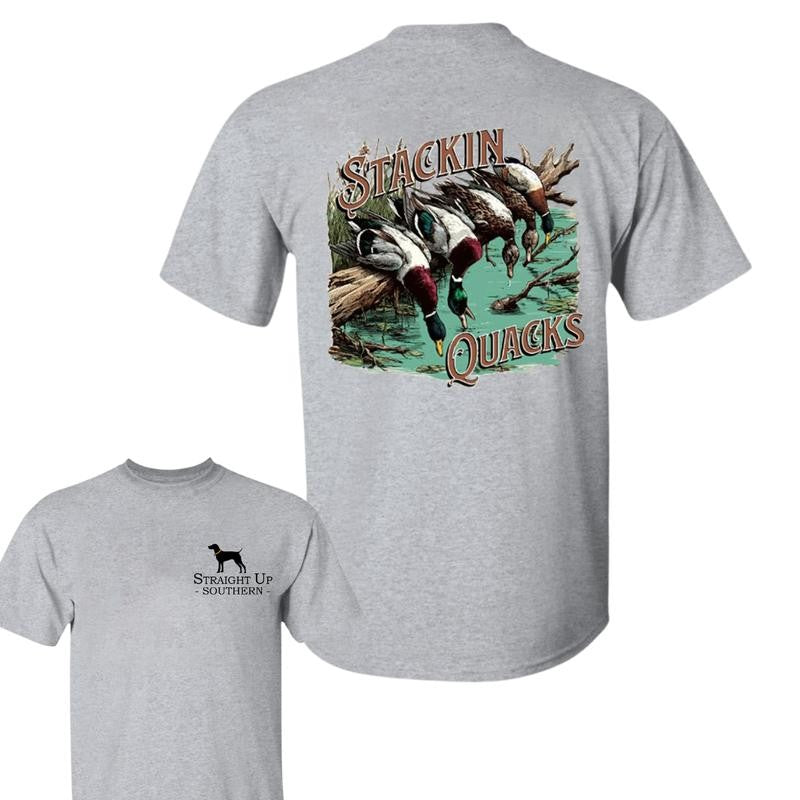 Stackin' Quacks t-shirt- Summer Outfits, Regular Fit Short Sleeve Crew Neck T-Shirt for Men, Casual Comfy Knitting Top for Summer