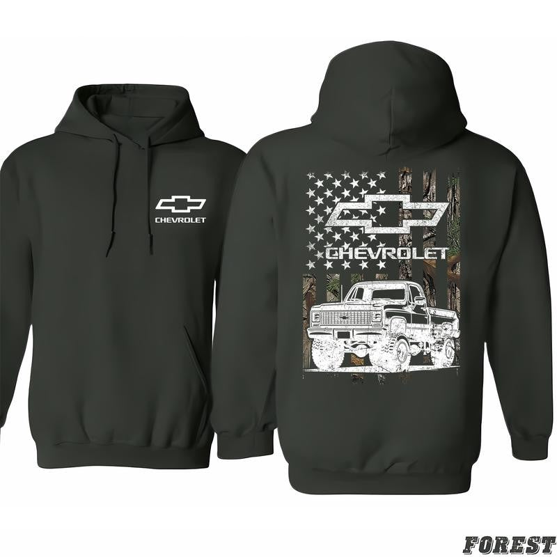 Chevrolet - Buck Wear Chevy Camo Accent Flag Hoodie, Wear It Your Way, Choose Your Hue, Fashion For Every Occasion, Everyday Basics, Classic Cotton