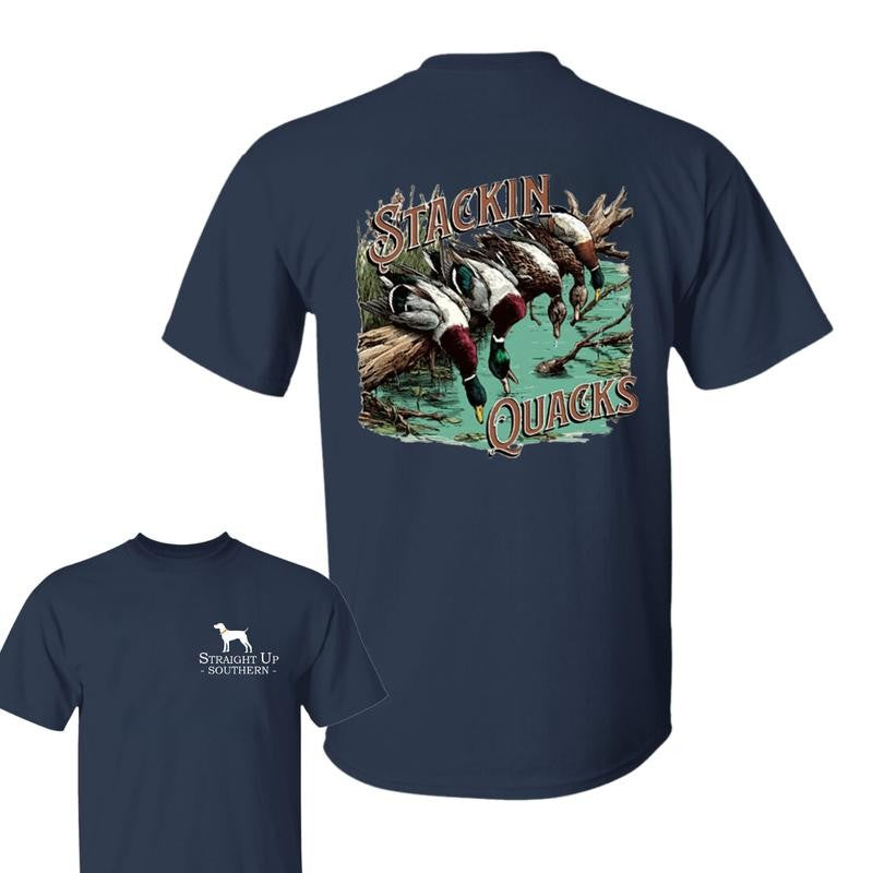 Stackin' Quacks t-shirt- Summer Outfits, Regular Fit Short Sleeve Crew Neck T-Shirt for Men, Casual Comfy Knitting Top for Summer