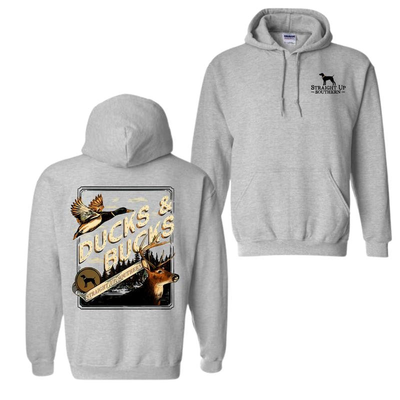 Ducks and Bucks - Mallard Duck and Whitetail Buck Hunting Hoodie - Youthful & Vibrant - Every Size Available