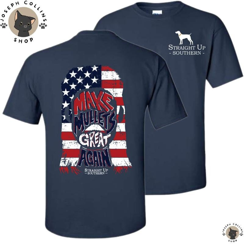 Straight Up Southern-Make Mullets Great T-shirt - Summer Outfits, Regular Fit Short Sleeve Crew Neck T-Shirt for Men, Casual Comfy Knitting Top for Summer