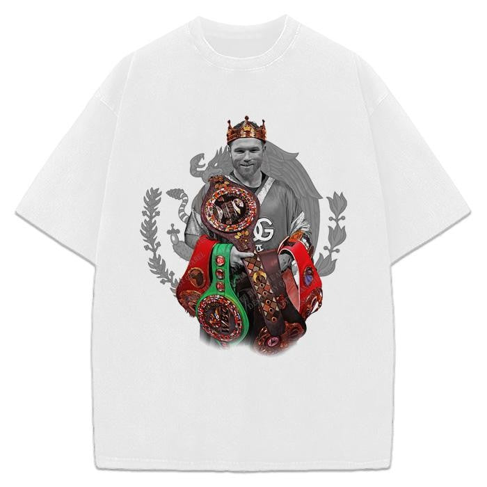 Canelo Alvarez Undisputed King Mexico Goat Saul Alvarez Boxing Vintage Style Graphic Design T-Shirt Cotton Menswear