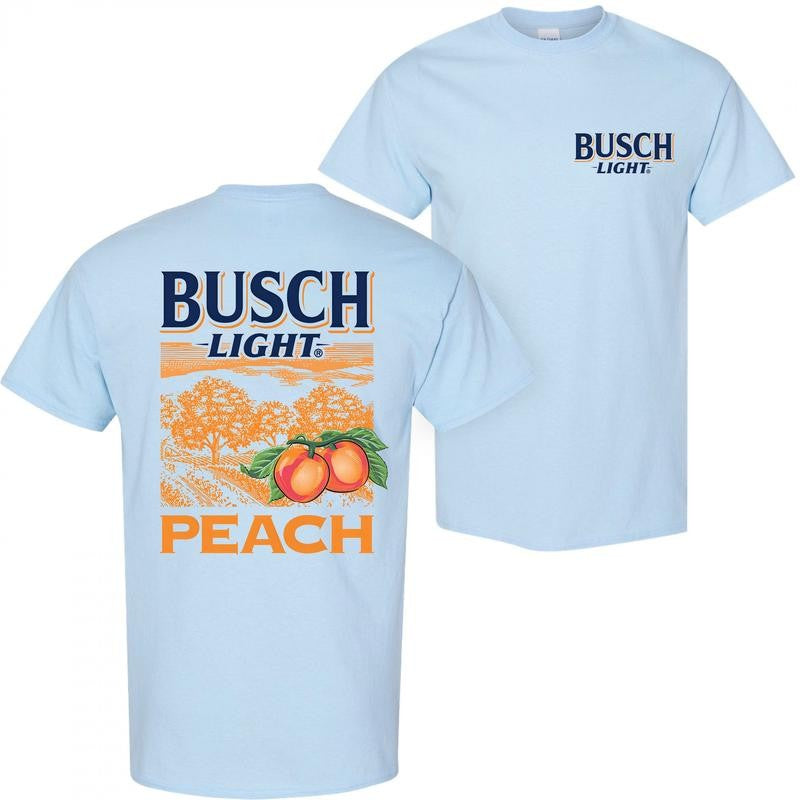 Busch Light Peach Scenic T-Shirt, Menswear Top, Colorful, For Him, For Her