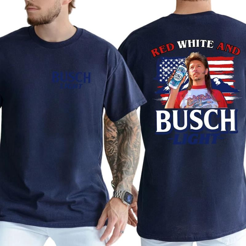 Casual, 2-sided BUSCH LIGHT 2 sides Joe Dirt Red White and Busch, Full Color, For Men ,Gift For men, Casual.