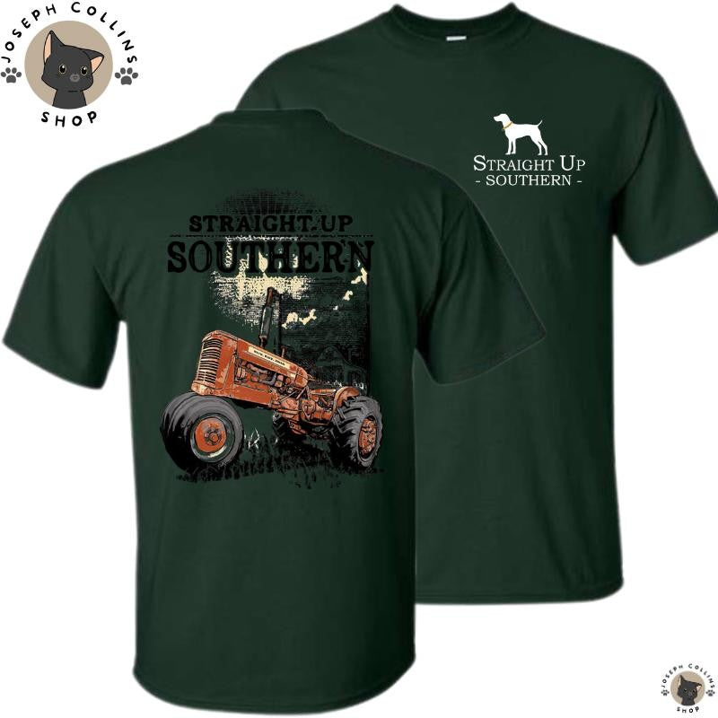 Straight Up Southern-Sunshine Tractor Tee T-shirt - Summer Outfits, Regular Fit Short Sleeve Crew Neck T-Shirt for Men, Casual Comfy Knitting Top for Summer