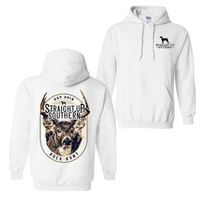 Straight Up Southern Buck Hunt Hoodie - Authentic Southern Design, Comfortable and Durable, Hoodie for Men, Hoodie for Women, High-Quality