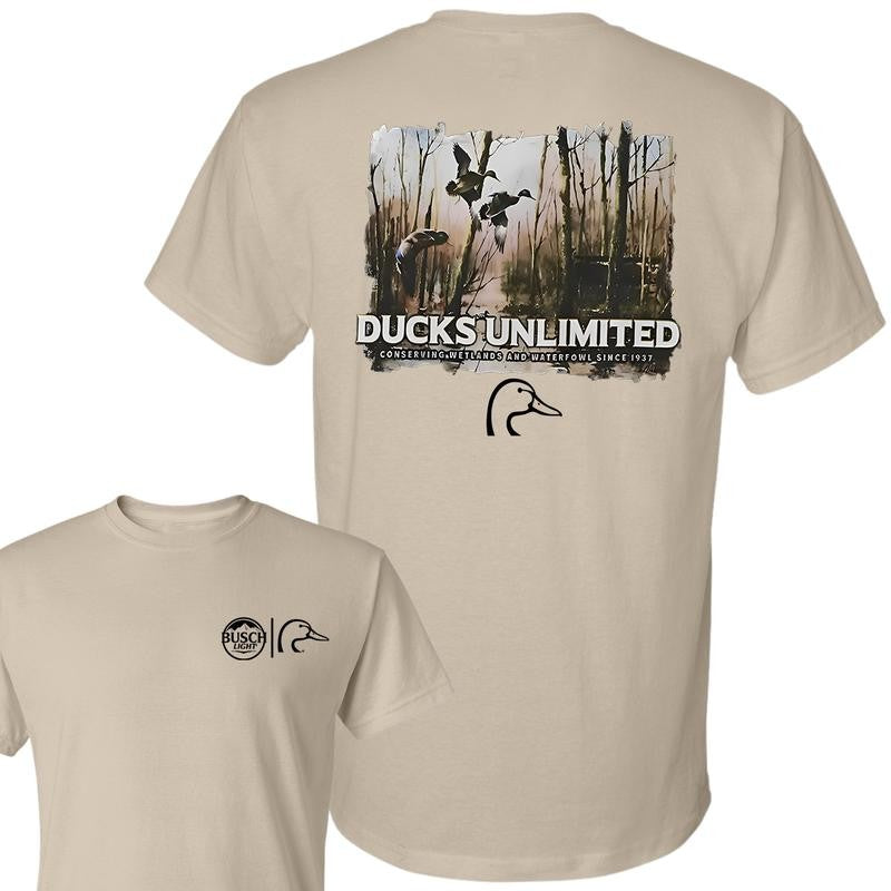 Busch Light Ducks Unlimited T-Shirt, Double Sides T-Shirt, Full Color, For Men, For Women