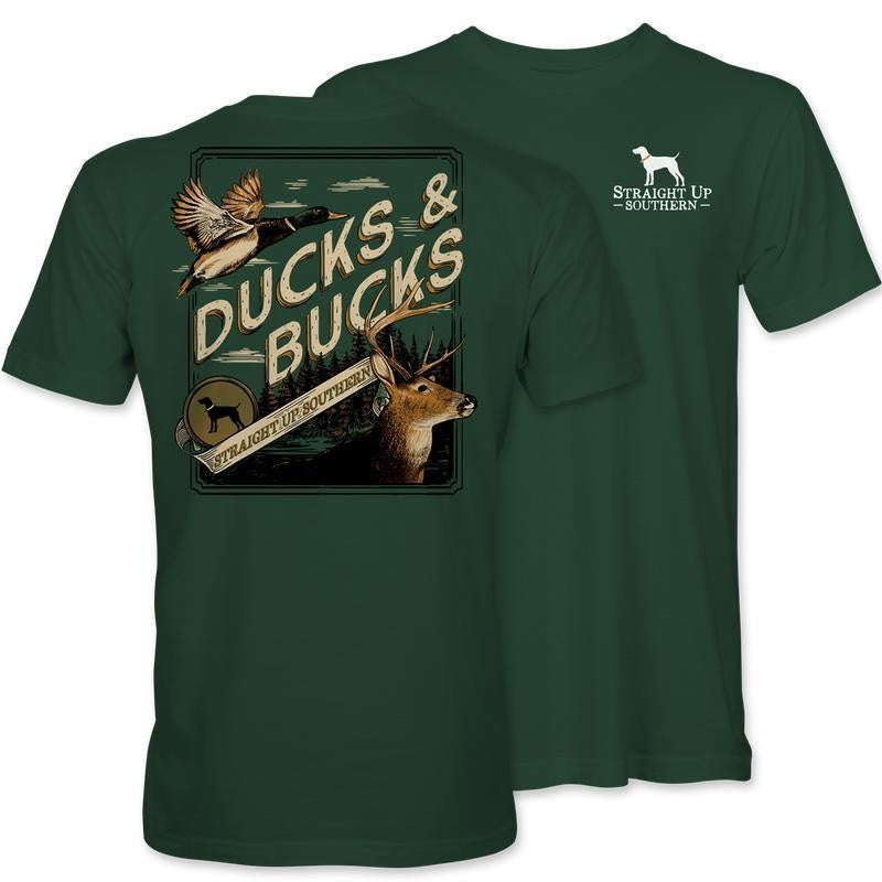 Ducks and Bucks - Mallard Duck and Whitetail Buck Hunting T-Shirt - Youthful & Vibrant - Every Size Available
