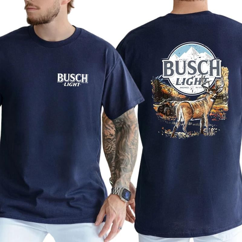 Deer Hunting With Busch Light Beer Shirt, Buck Hunting, Outdoor Life, Classic Cotton Top, Soft Fabric Shortsleeve Shirt