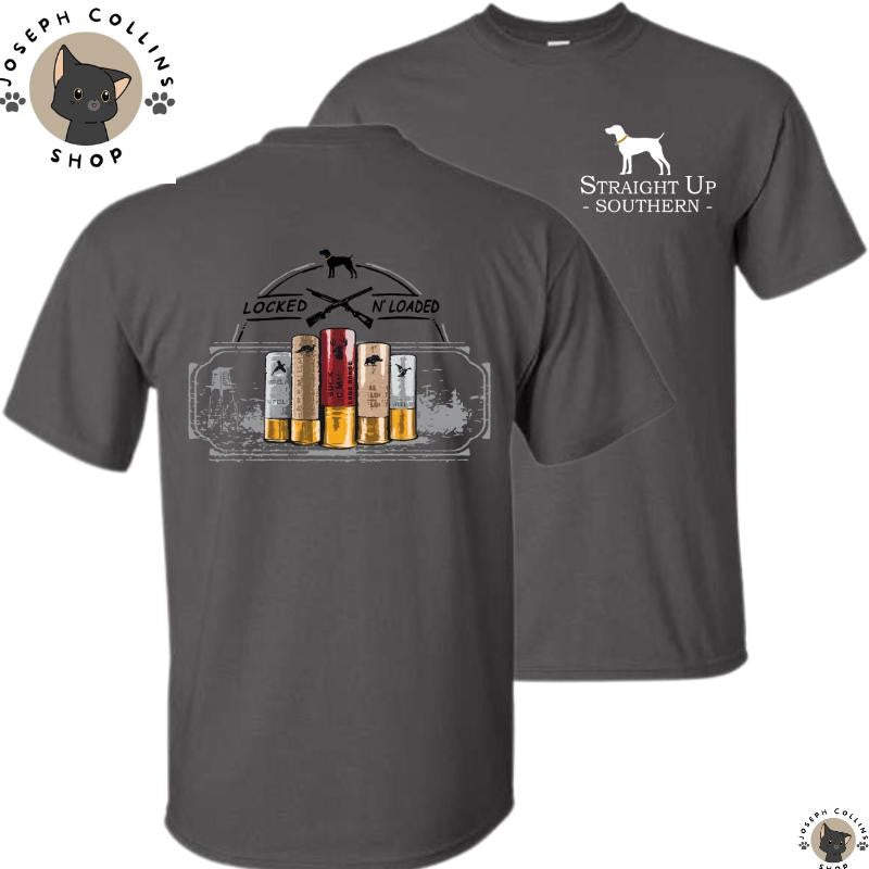 Locked Loaded - Men's Short Sleeve T-Shirt - by Straight Up Southern - Summer Outfits, Regular Fit Short Sleeve Crew Neck T-Shirt for Men, Casual Comfy Knitting Top for Summer