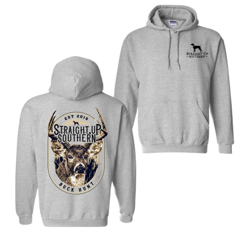 Straight Up Southern Buck Hunt Hoodie - Authentic Southern Design, Comfortable and Durable, Hoodie for Men, Hoodie for Women, High-Quality