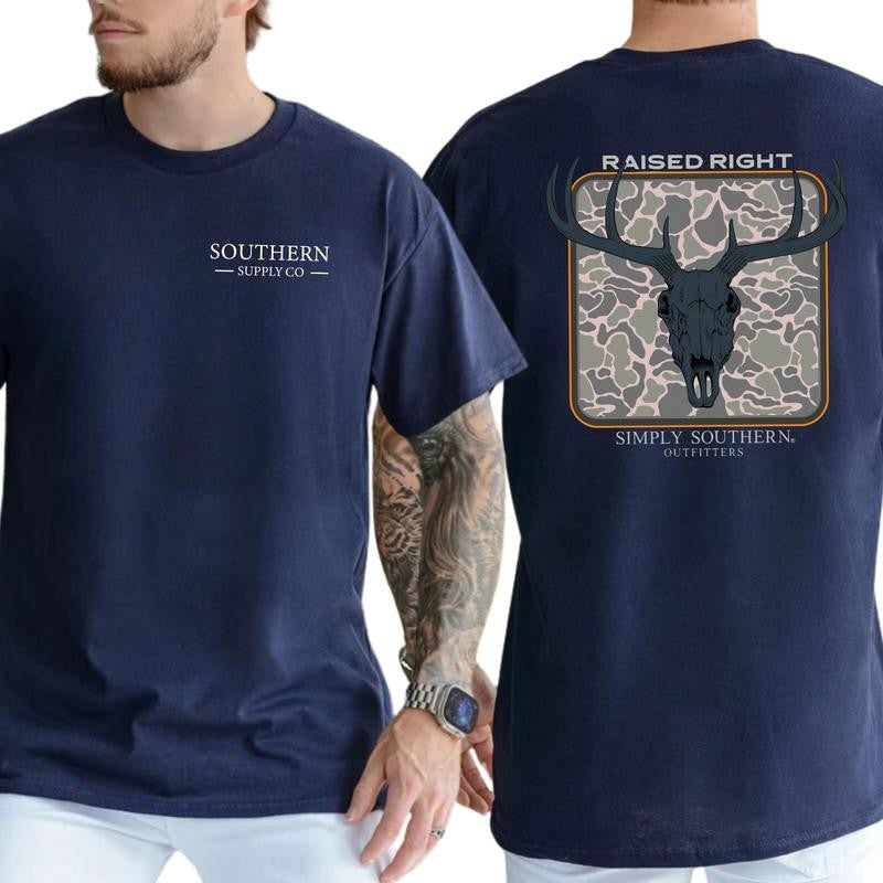Simply Southern Outfitters Raised Right T-Shirt, Short Sleeve Graphic T-Shirt, Soft Fabric