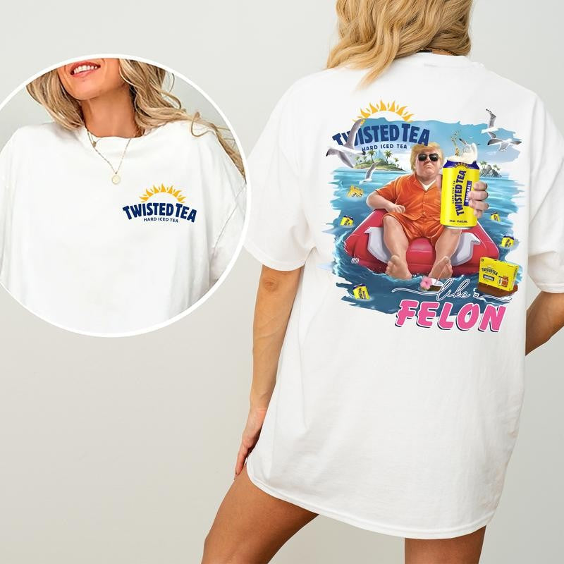 Twisted Tea Beach Graphic Shirt, Funny Summer Beach T-shirt, Summer Vacation Tshirt, Drink Shirt, Comfort Clothing, Cotton Fabric Tshirt, Printed Women's Top, Casual Womenswear
