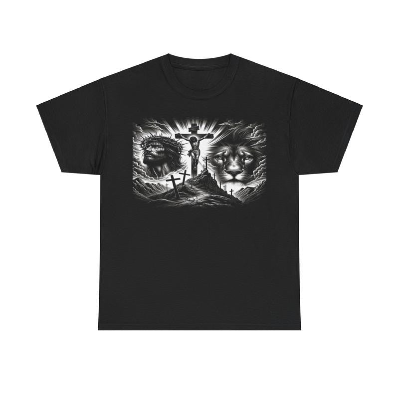 Jesus Is King Vintage Crucifixion Cross Graphic Tee Retro 90s Styled Streetwear Shirt Menswear Top Classic Cotton Smooth Underwear Tshirt Man Crewneck Short sleeve