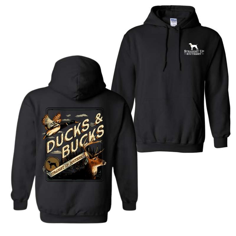 Ducks and Bucks - Mallard Duck and Whitetail Buck Hunting Hoodie - Youthful & Vibrant - Every Size Available