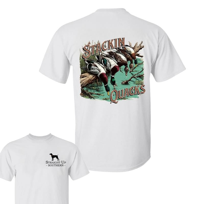 Stackin' Quacks t-shirt- Summer Outfits, Regular Fit Short Sleeve Crew Neck T-Shirt for Men, Casual Comfy Knitting Top for Summer