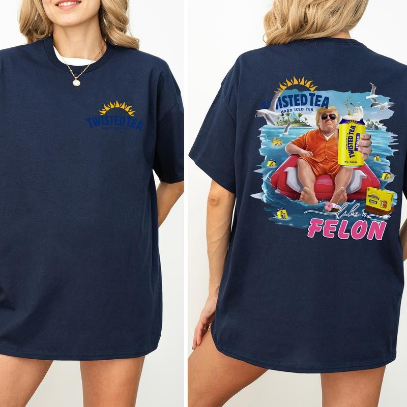 Twisted Tea Beach Graphic Shirt, Funny Summer Beach T-shirt, Summer Vacation Tshirt, Drink Shirt, Comfort Clothing, Cotton Fabric Tshirt, Printed Women's Top, Casual Womenswear
