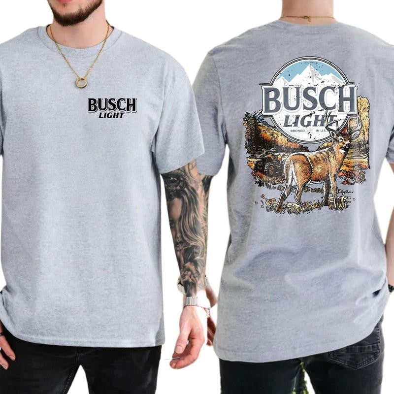 Deer Hunting With Busch Light Beer Shirt, Buck Hunting, Outdoor Life, Classic Cotton Top, Soft Fabric Shortsleeve Shirt