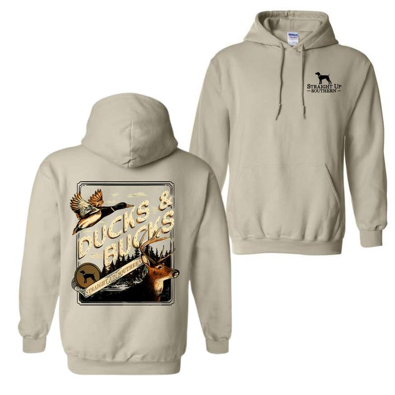 Ducks and Bucks - Mallard Duck and Whitetail Buck Hunting Hoodie - Youthful & Vibrant - Every Size Available