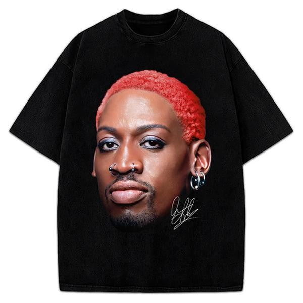 Dennis Red Hair flamboyant 90's Vintage Design Retro T-Shirt Graphic Tee Cotton Menswear Top Basketball