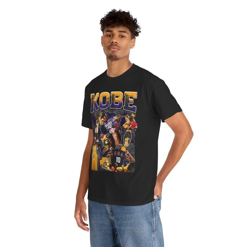 Kobe Vintage Basketball Fan Graphic Tee Retro 90s Baller Styled Streetwear Shirt Casual Cotton Menswear Top Classic Man Tshirt Smooth