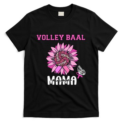 Volleyball Mom Pink Ribbon Breast Cancer Awareness Fighters T-Shirt