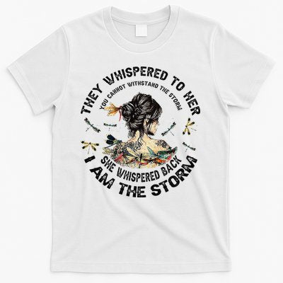 Womens Dragonfly Black Women She Whispered Back I Am The Storm T-Shirt